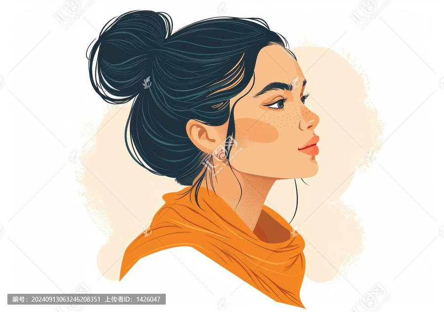 時尚雀斑美女側(cè)臉照