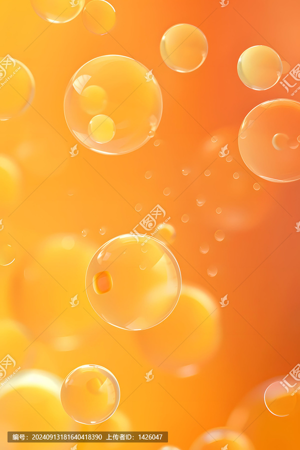 橙色氣泡抽象背景