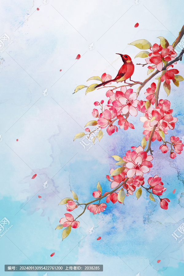 櫻花桃花古風(fēng)插畫