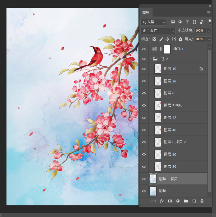 櫻花桃花古風(fēng)插畫