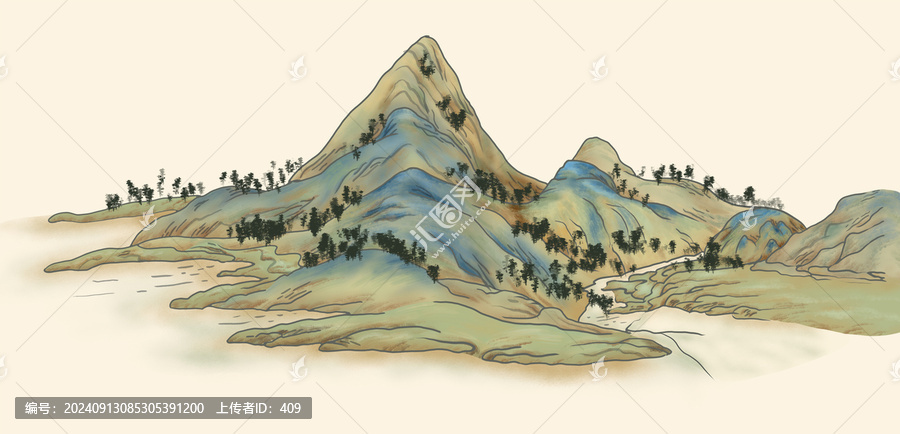 青山綠水插畫