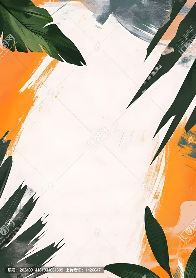 熱帶植物水彩畫(huà)抽象背景