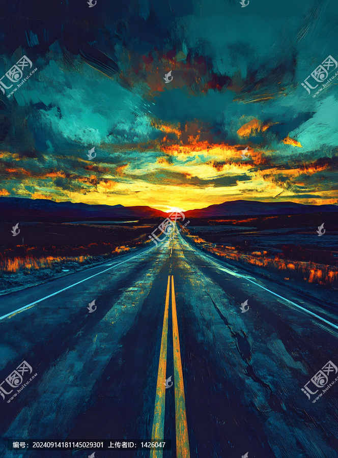 通往遠方的路，夕陽下的希望