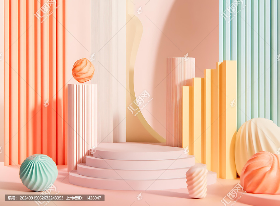 3D,幾何圖形的抽象柔和色背景