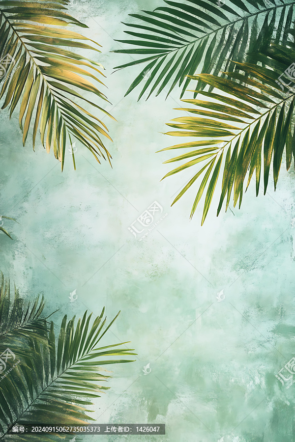 碧綠的棕櫚葉紋理背景