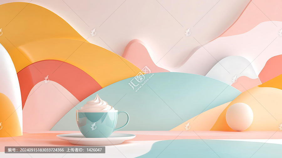 簡約抽象背景與一杯咖啡