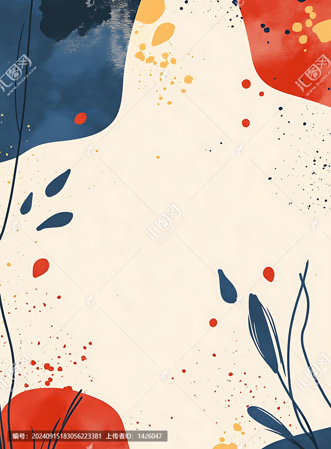 藍(lán)色紅色水彩色塊抽象背景