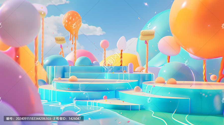 糖果夢(mèng)幻世界,3D,抽象