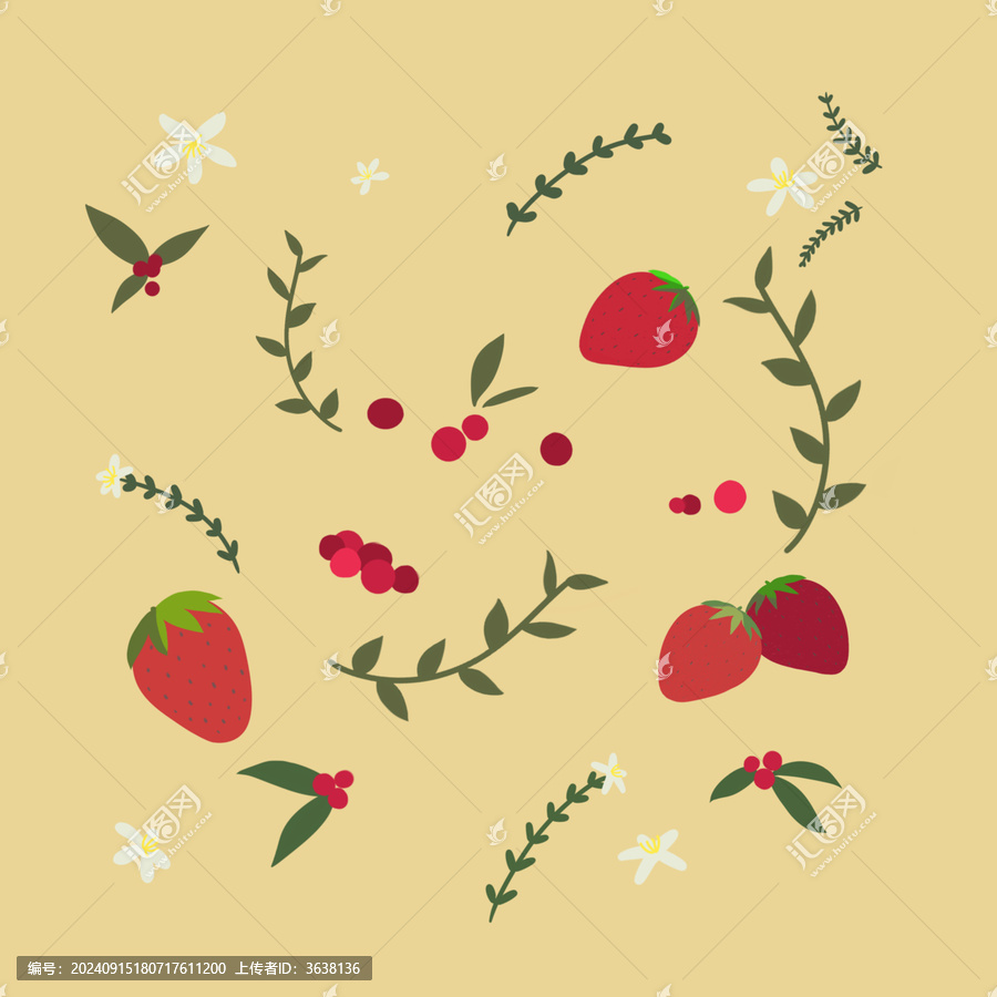 草莓印花圖案插畫
