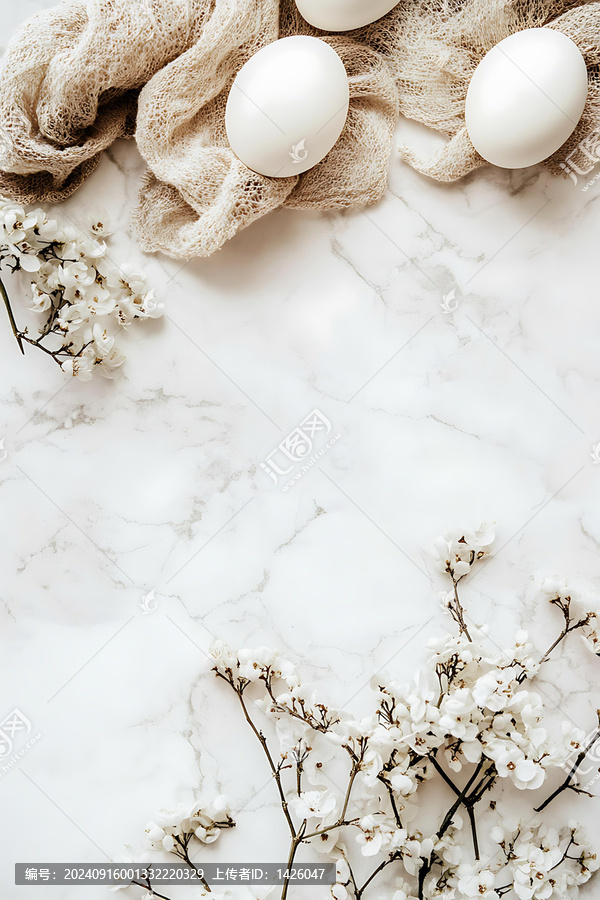 白色雞蛋花布大理石背景