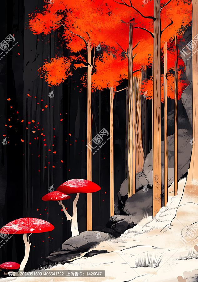 紅色蘑菇森林