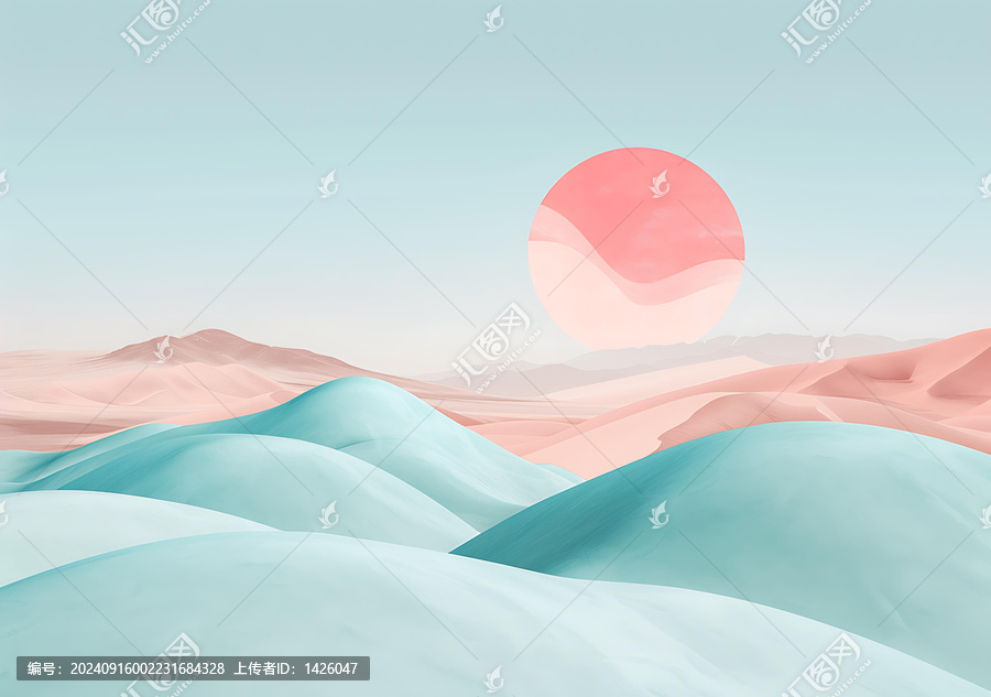 抽象粉藍(lán)沙漠景觀