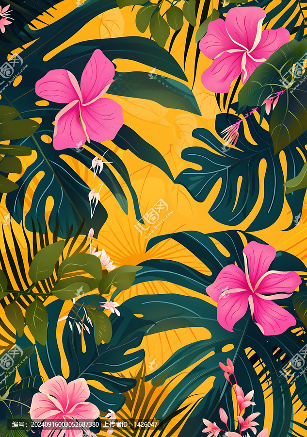 熱帶花卉圖案背景