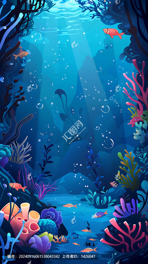 海底世界，多彩的珊瑚和魚