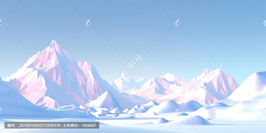 低多邊形山脈景觀