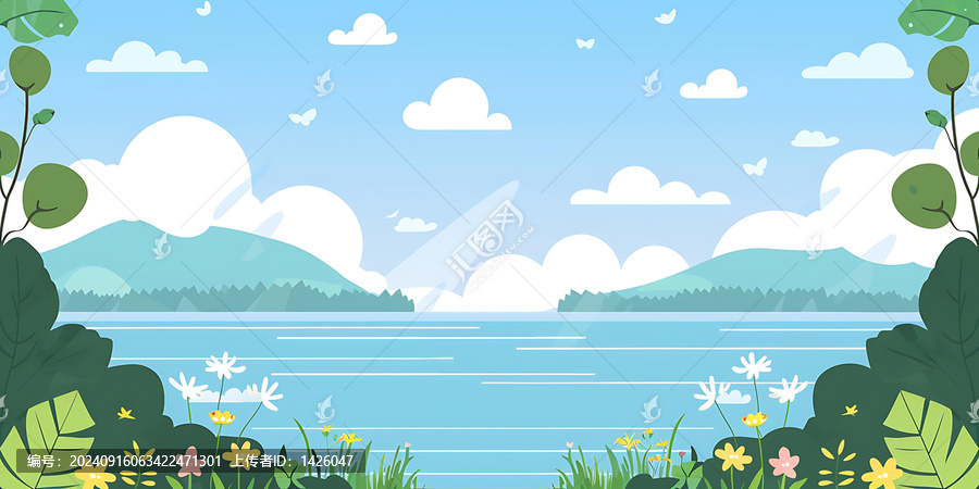 美麗的湖泊與山川風(fēng)景