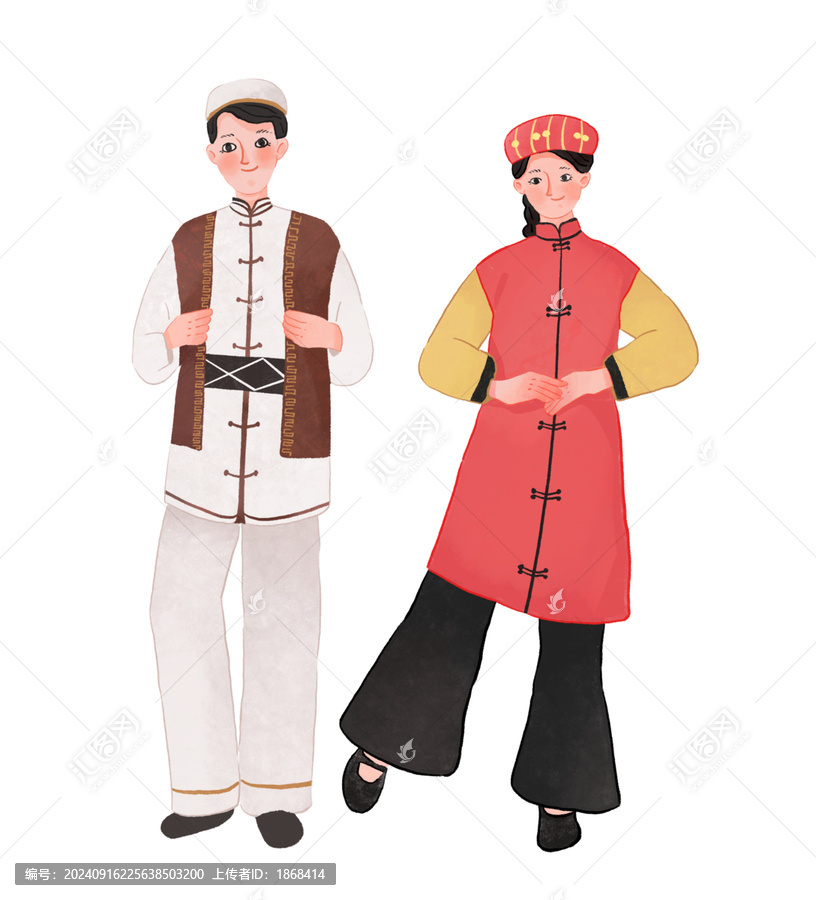 保安族人物少數(shù)民族插畫