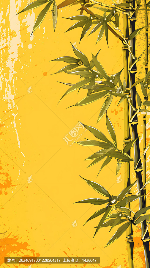黃色背景的竹子植物