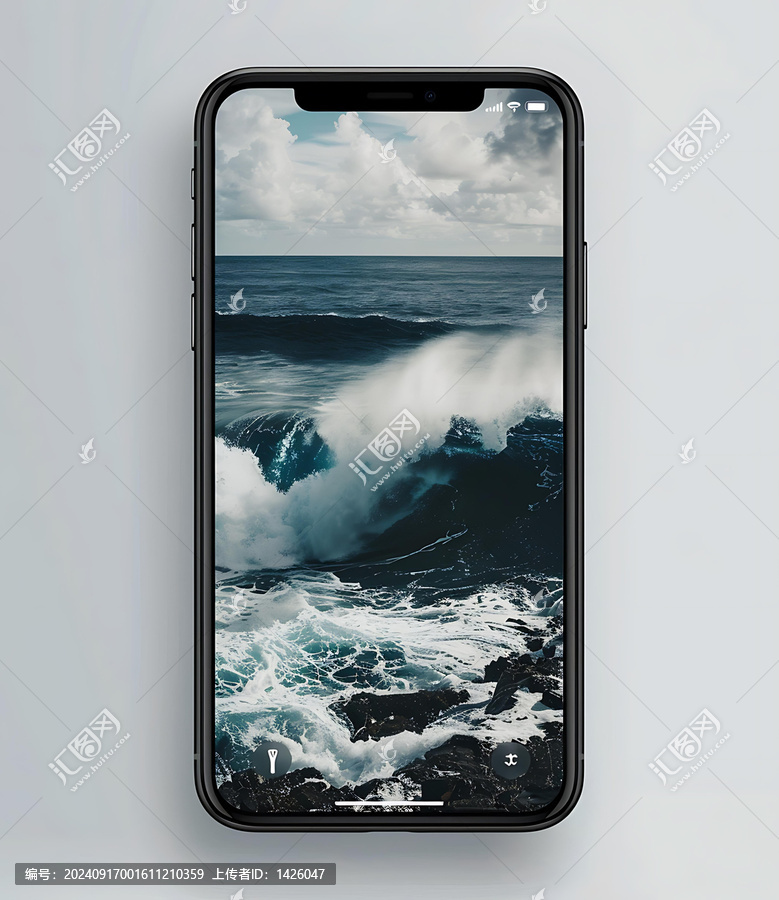 黑色手機海洋浪潮壁紙