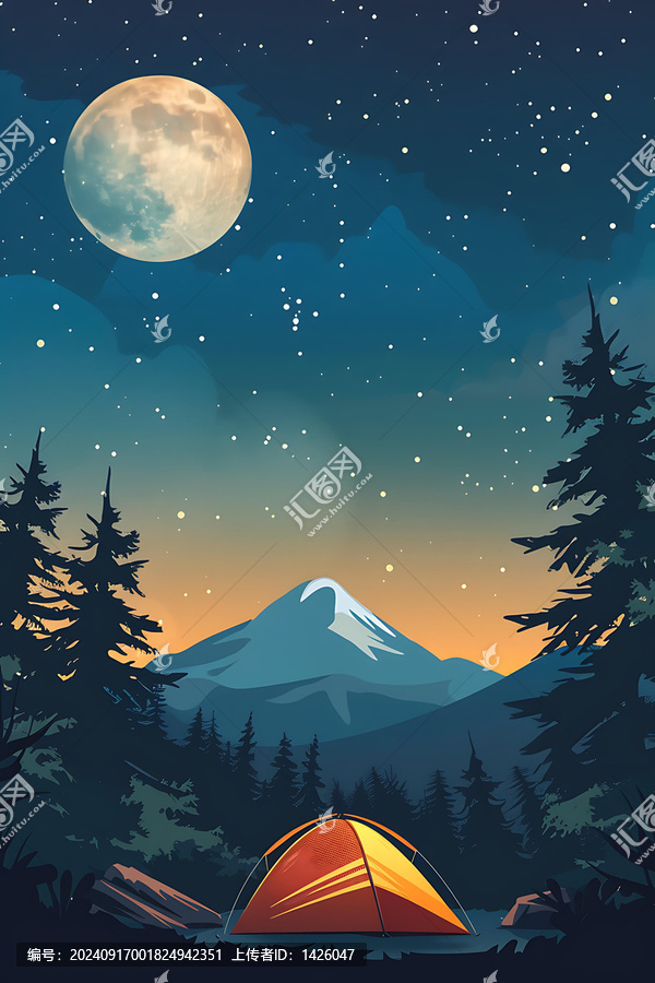 月光下的露營地
