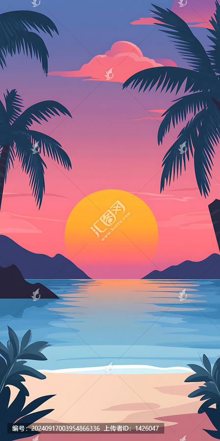 熱帶海灘日落