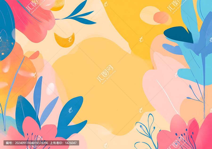 抽象花卉黃色背景