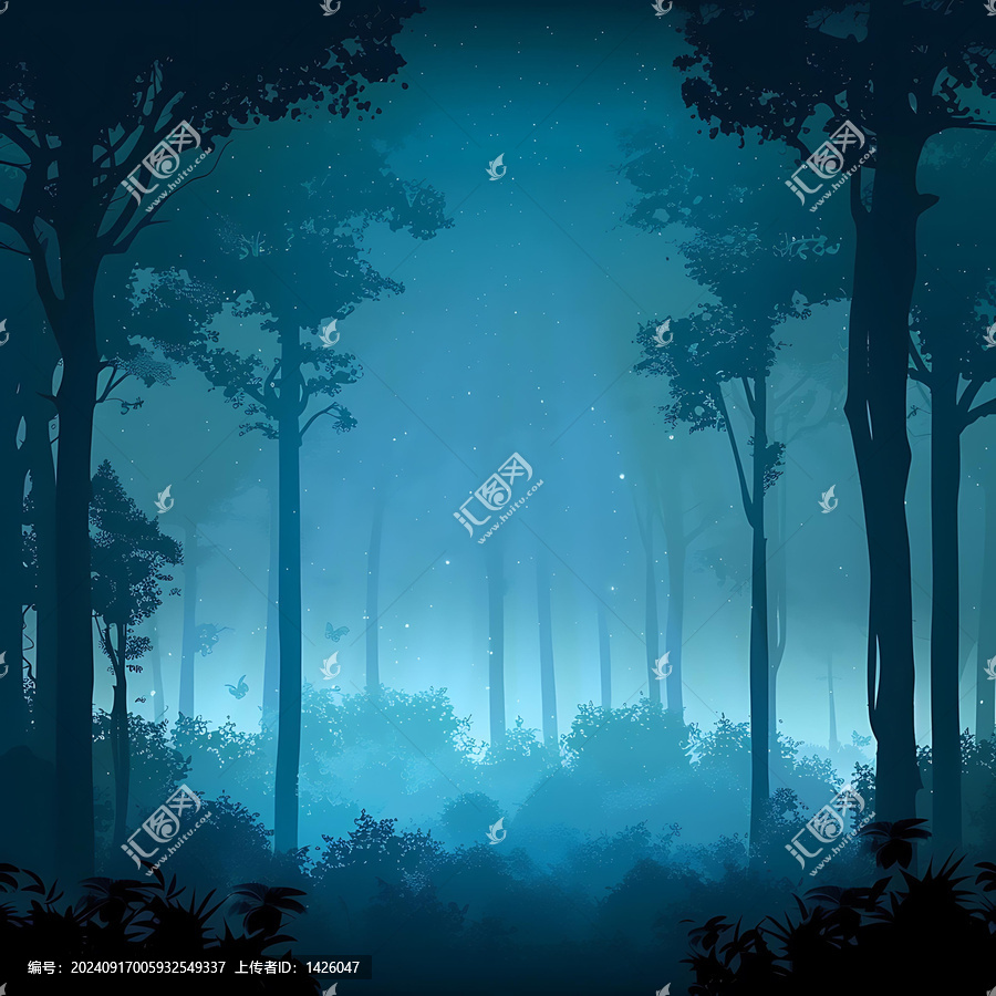 夢幻森林夜空剪影
