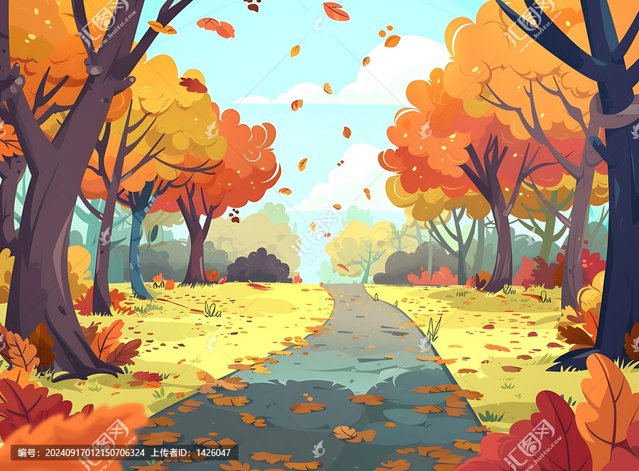 秋季森林小路風(fēng)景