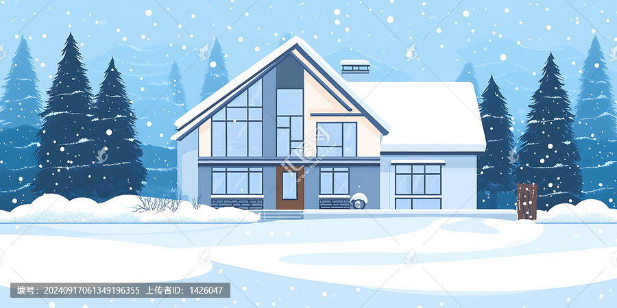 冬季雪景房屋