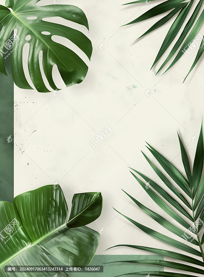 熱帶綠葉背景圖