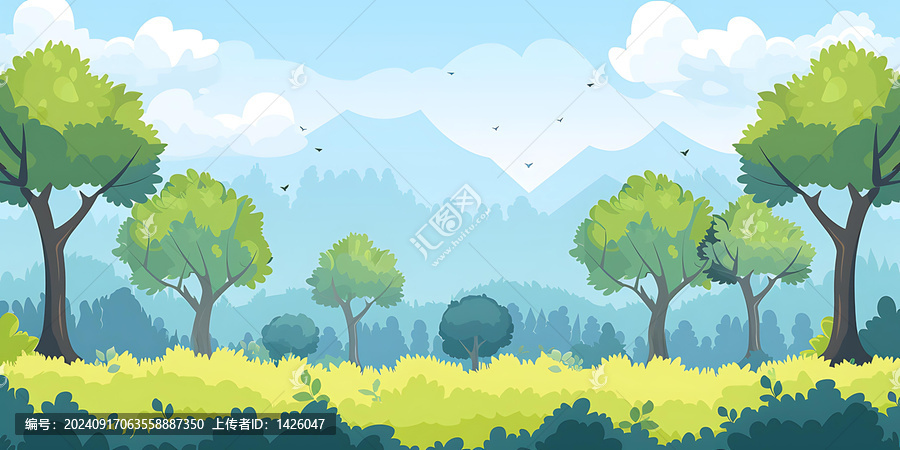 卡通森林山脈風(fēng)景背景