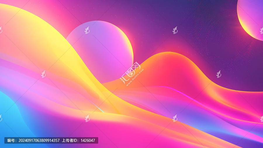 多彩的波浪線條與漸變色抽象背景