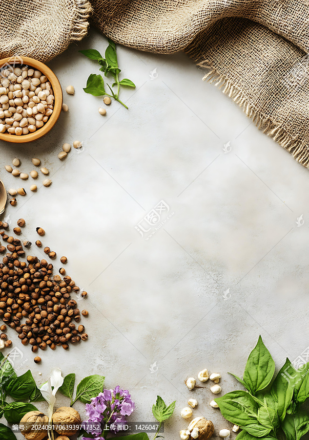 堅(jiān)果種子花卉背景圖