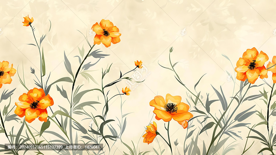 水彩畫(huà)黃色花卉背景