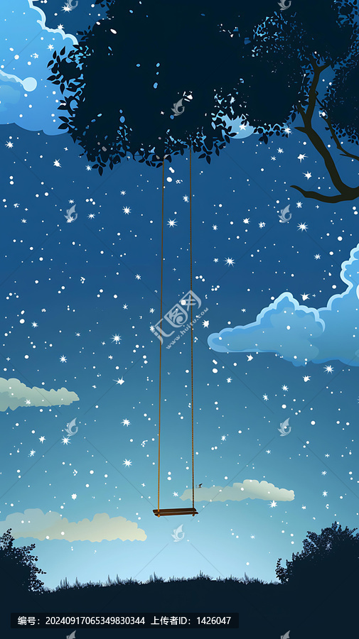 樹下秋千的夜空