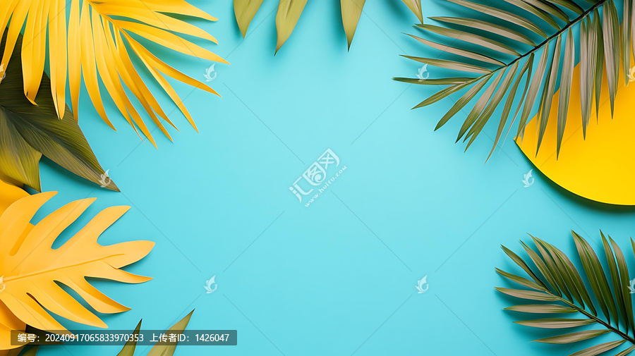 熱帶棕櫚葉夏季背景