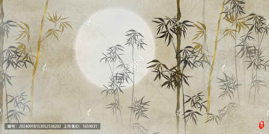 新中式水墨竹子背景墻