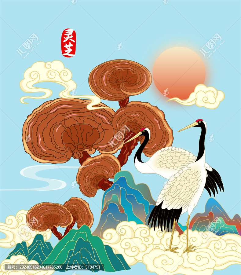 靈芝包裝矢量插畫