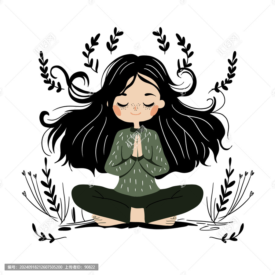 瑜伽女孩插畫