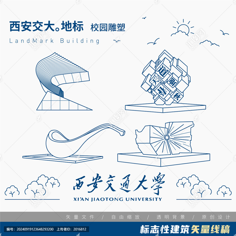 西安交通大學四大發(fā)明廣場雕像