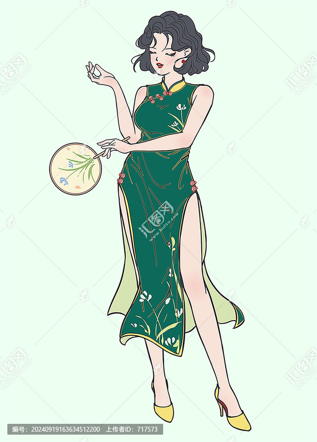 旗袍女郎插畫