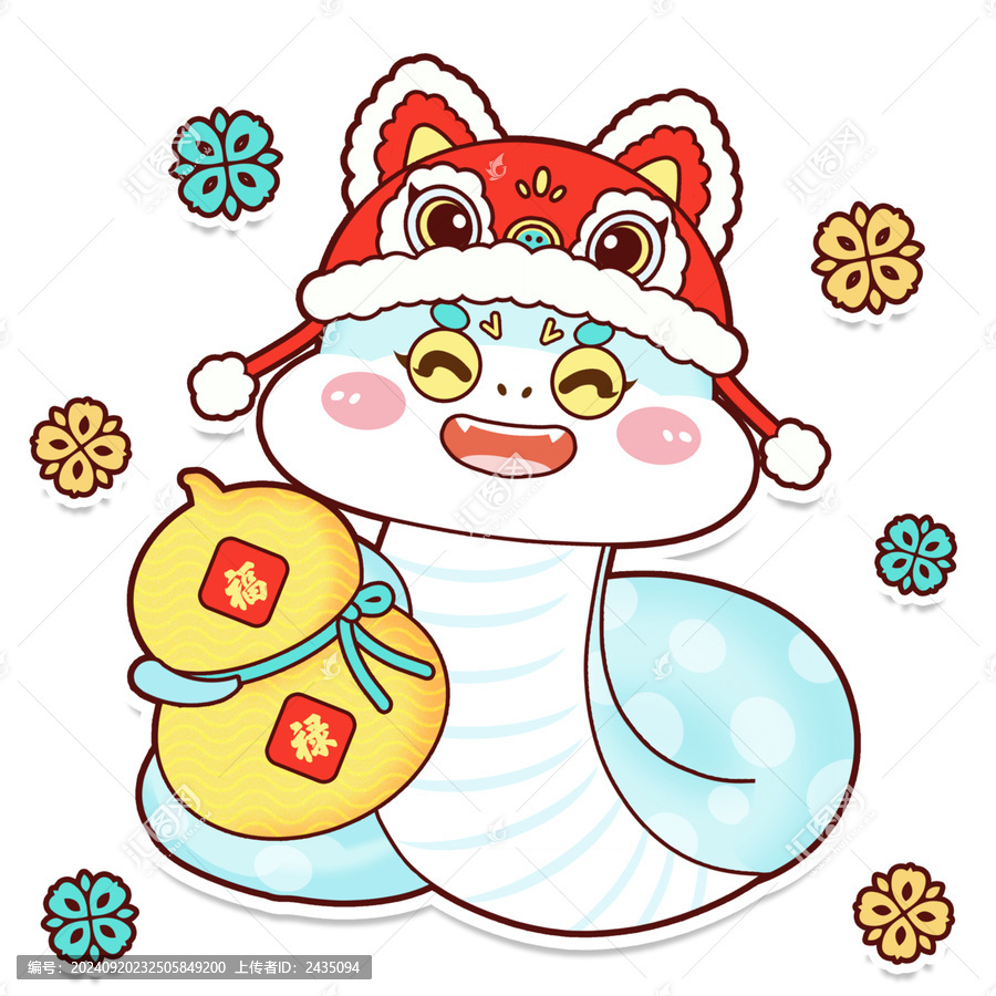 中國(guó)風(fēng)卡通2025蛇年插畫元素