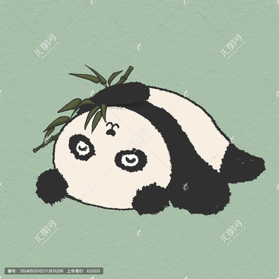躺平熊貓卡通圖片