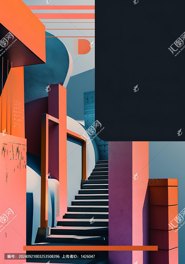 抽象幾何建筑樓梯