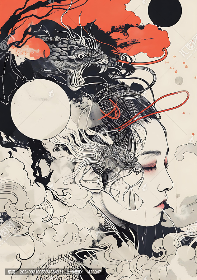 日本傳統(tǒng)龍女?dāng)?shù)字藝術(shù)