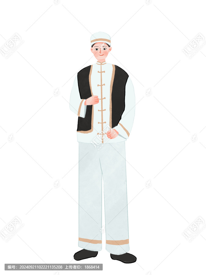回族人物少數(shù)民族插畫