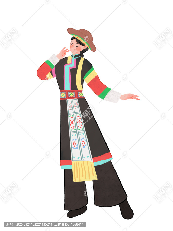 土族人物少數(shù)民族插畫