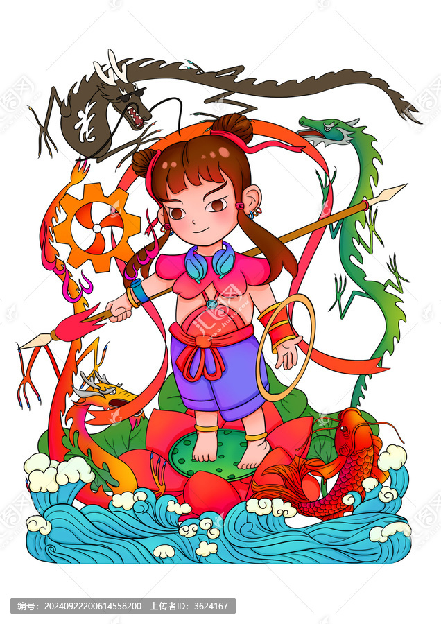 手繪哪吒插畫(huà)