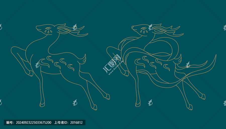 中式古典九色鹿線稿