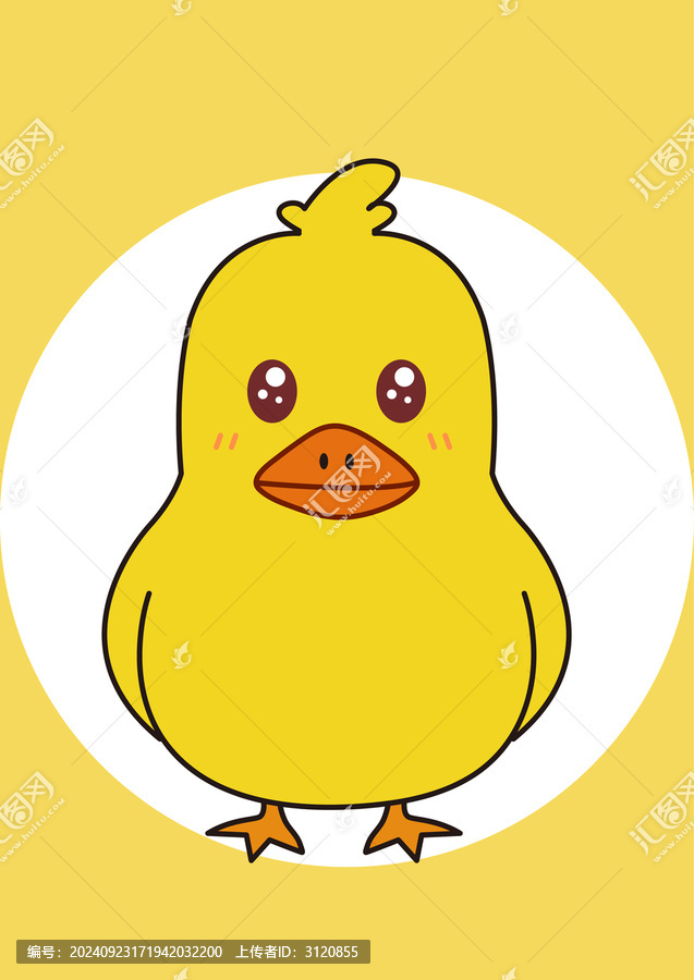 丑萌的小黃鴨矢量插畫